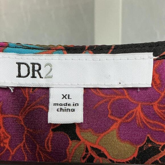 DR2 Floral Print Satin Women’s Blouse - Bold Fall Colors. Relaxed Fit XL - Picture 2 of 9